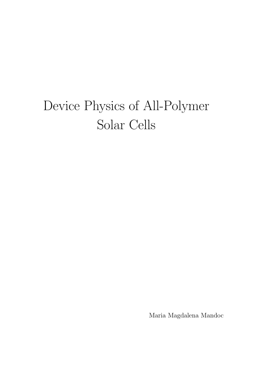 Ongebruikt PDF) Device physics of inverted all-polymer solar cells RI-68