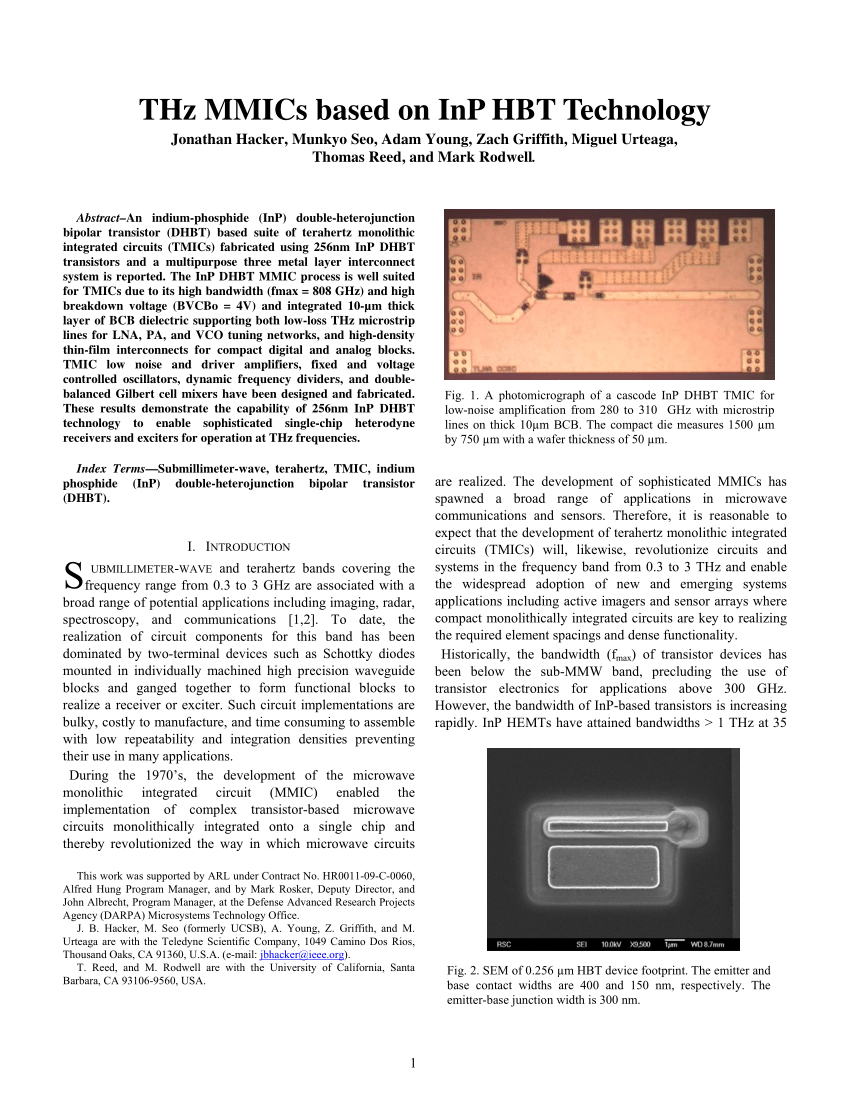 PDF) THz MMICs based on InP HBT technology