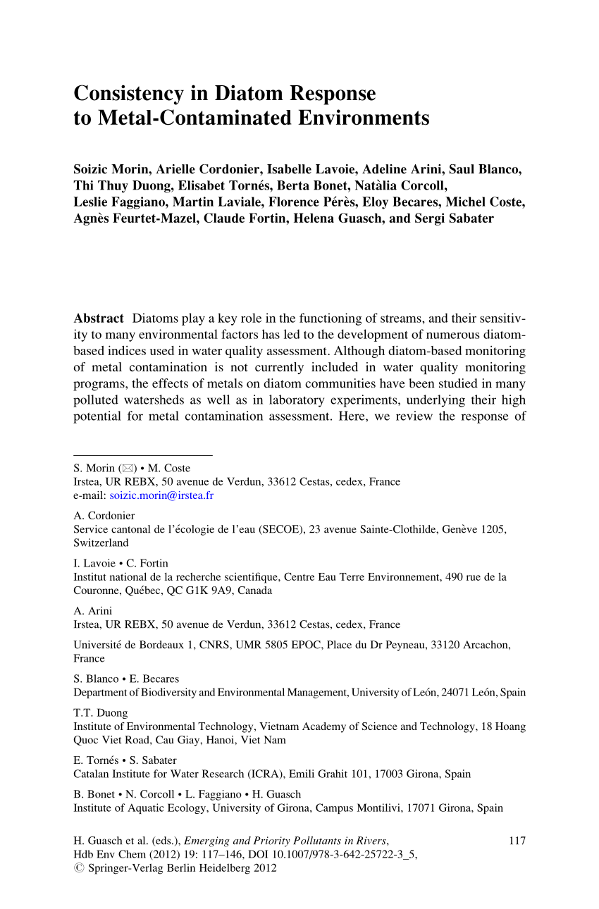 PDF Consistency in Diatom Response to Metal Contaminated Environments