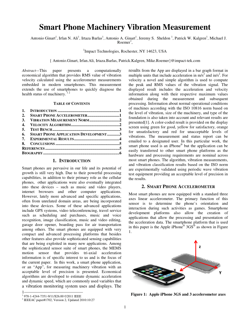 PDF) Smart phone machinery vibration measurement