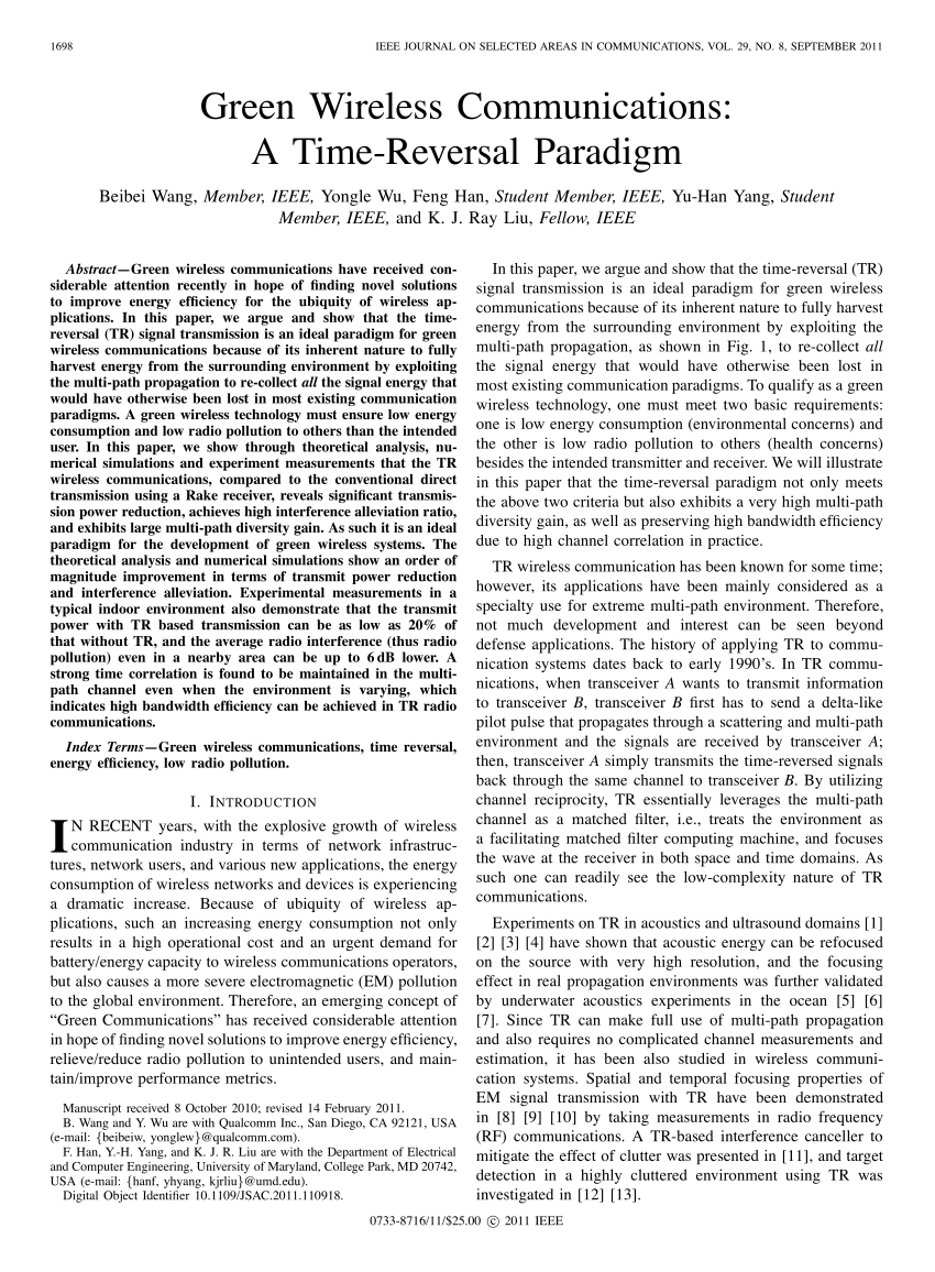 PDF) Green Wireless Communications: A Time-Reversal Paradigm