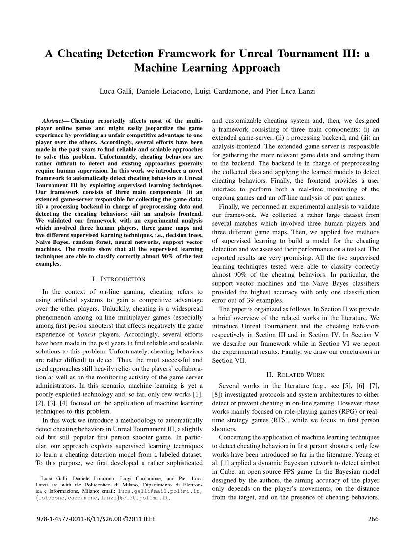PDF) Probabilistic Approaches to Cheating Detection in Online Games