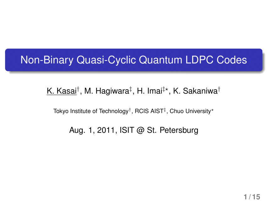 (PDF) Nonbinary quasicyclic quantum LDPC codes