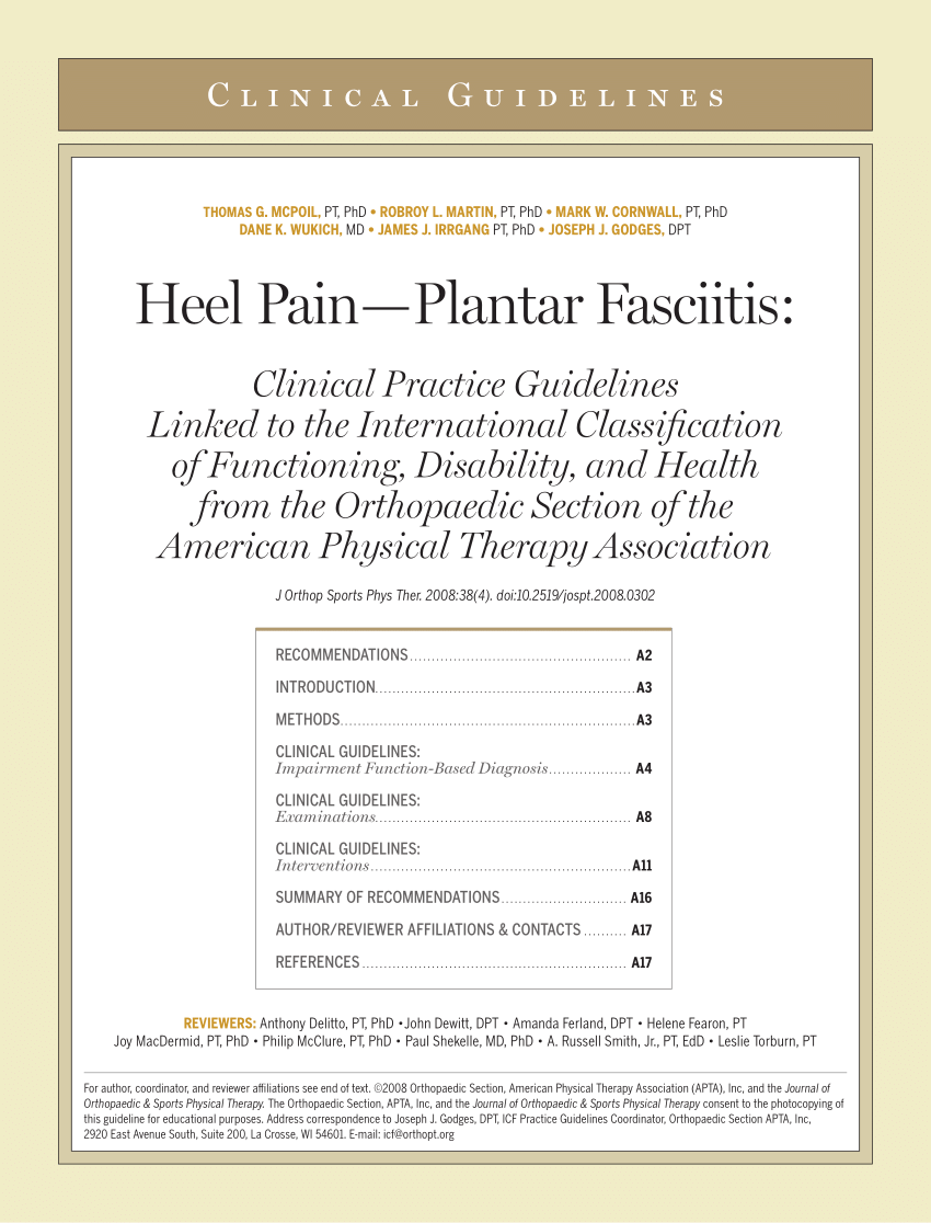PDF) Heel pain-plantar Fasciitis - Clinical practice guidelines