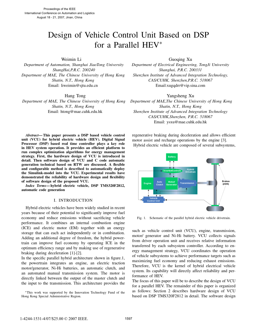 vehicle control unit for electric vehicle research paper