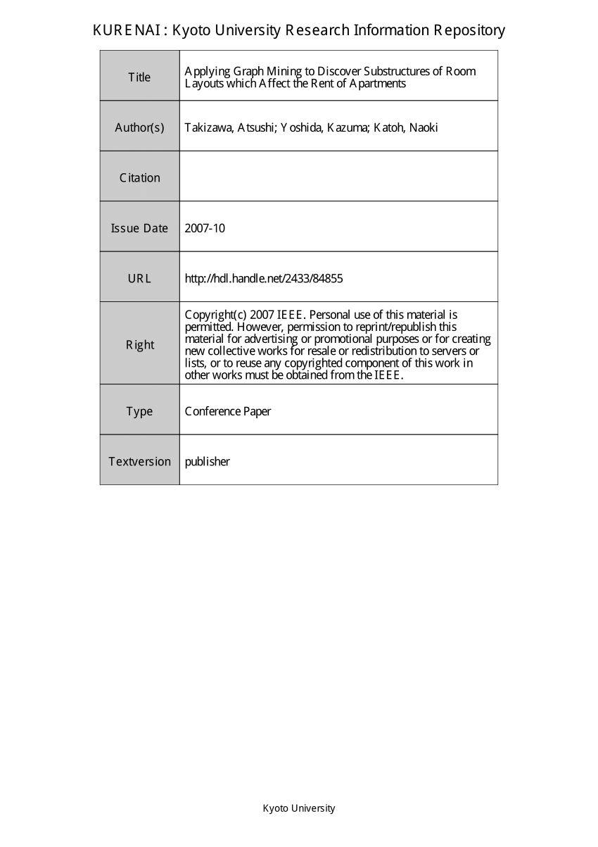 Pdf Applying Graph Mining To Discover Substructures Of Room Layouts Which Affect The Rent Of Apartments