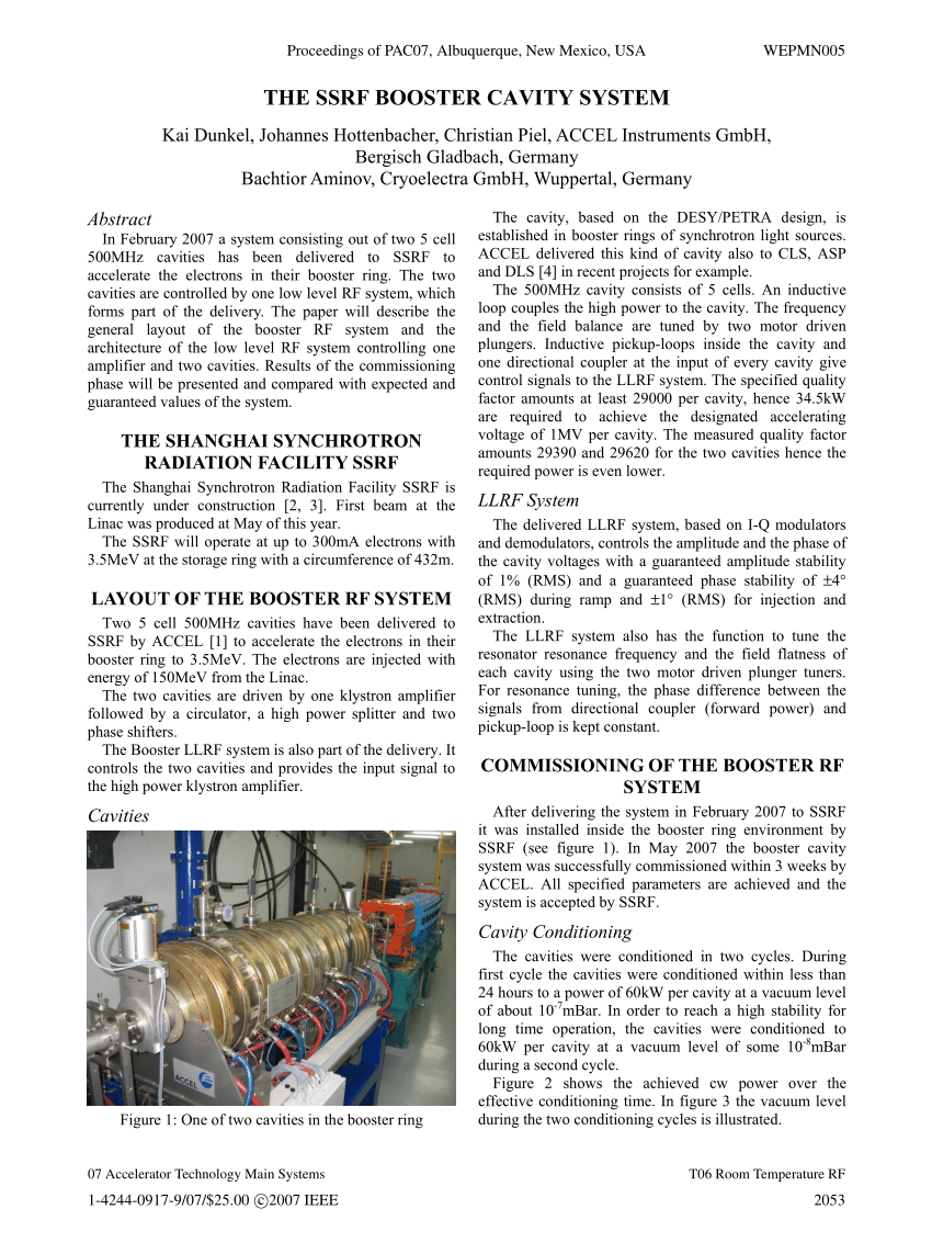 (PDF) The SSRF booster cavity system