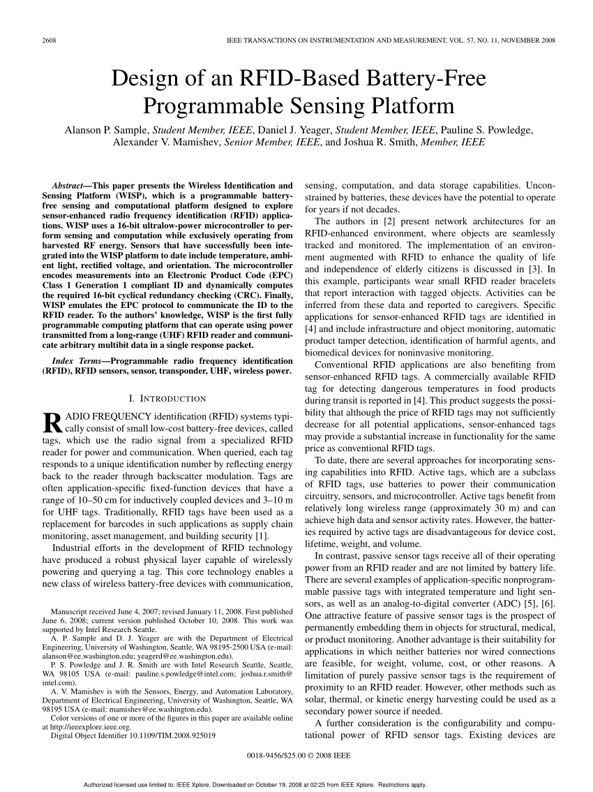 PDF) Design of an RFID-Based Battery-Free Programmable Sensing Platform