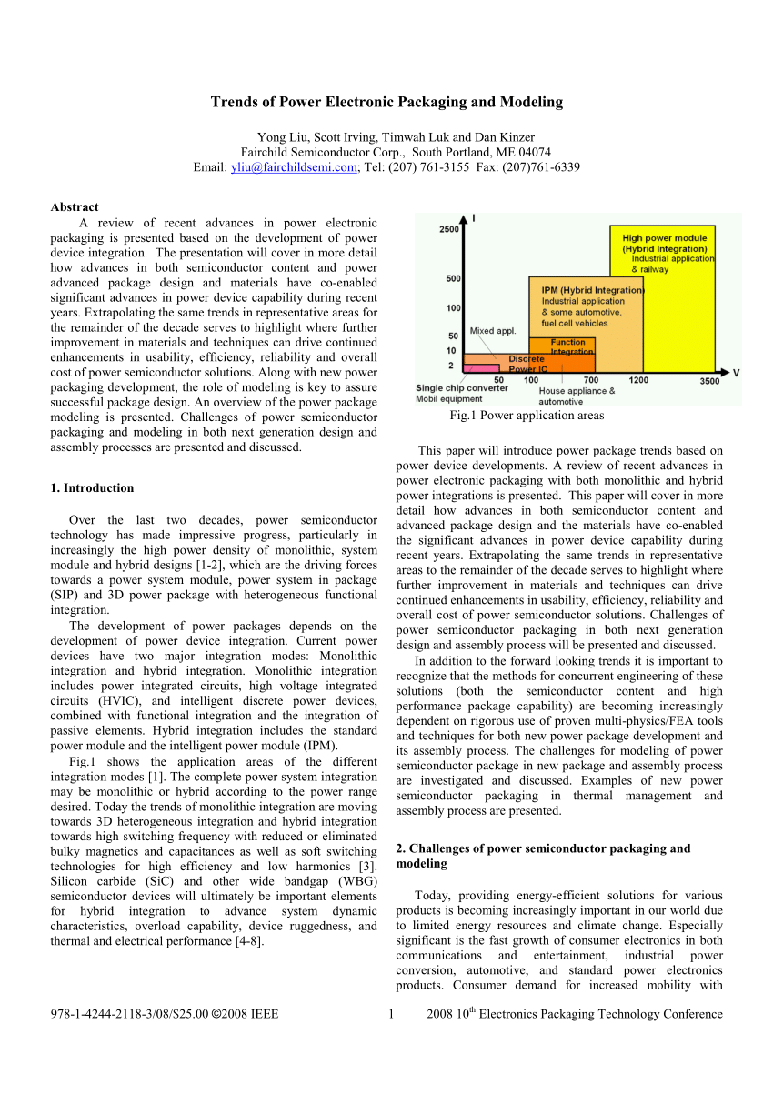 Pdf Trends Of Power Electronic Packaging And Modeling