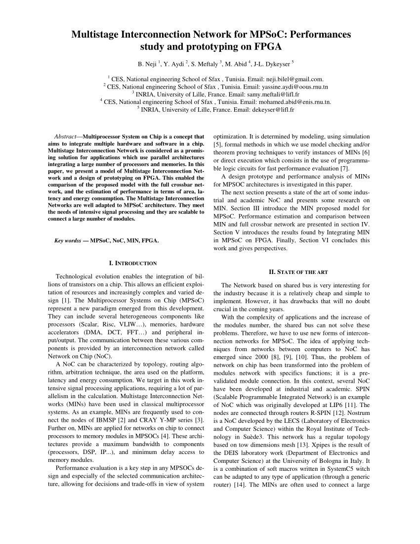 Pdf Multistage Interconnection Network For Mpsoc Performances Study And Prototyping On Fpga