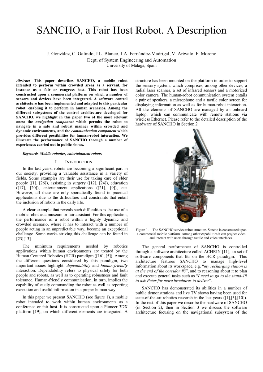 sommerfugl plukke Behandling PDF) SANCHO, a fair host robot. A description