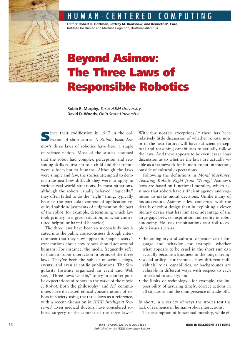Beyond Asimov: The Laws of Responsible Robotics