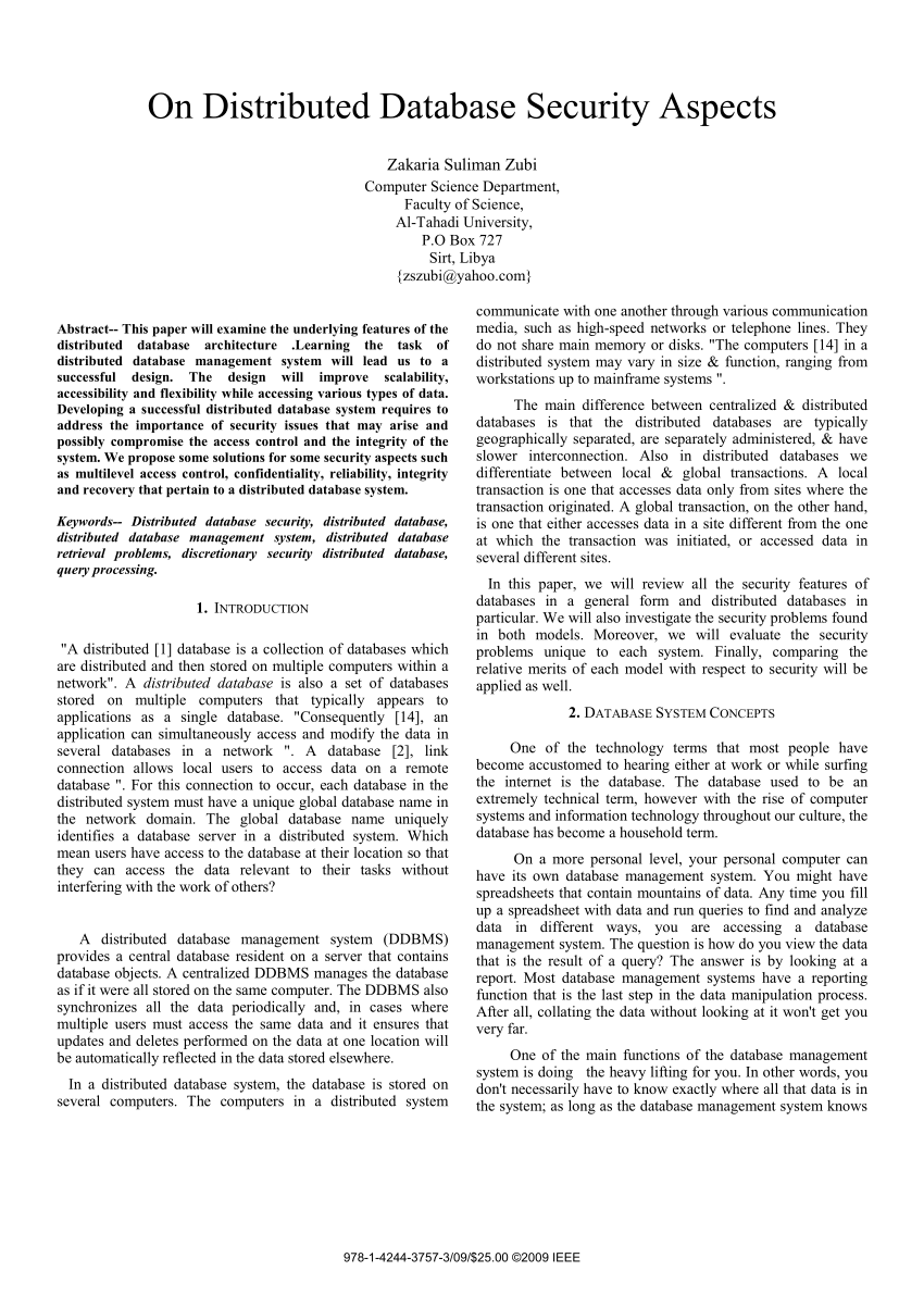 research paper on database security pdf