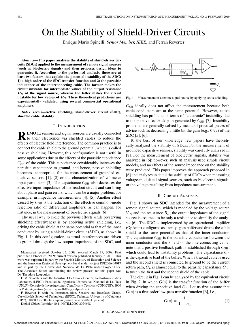 PDF) On the Stability of Shield-Driver Circuits
