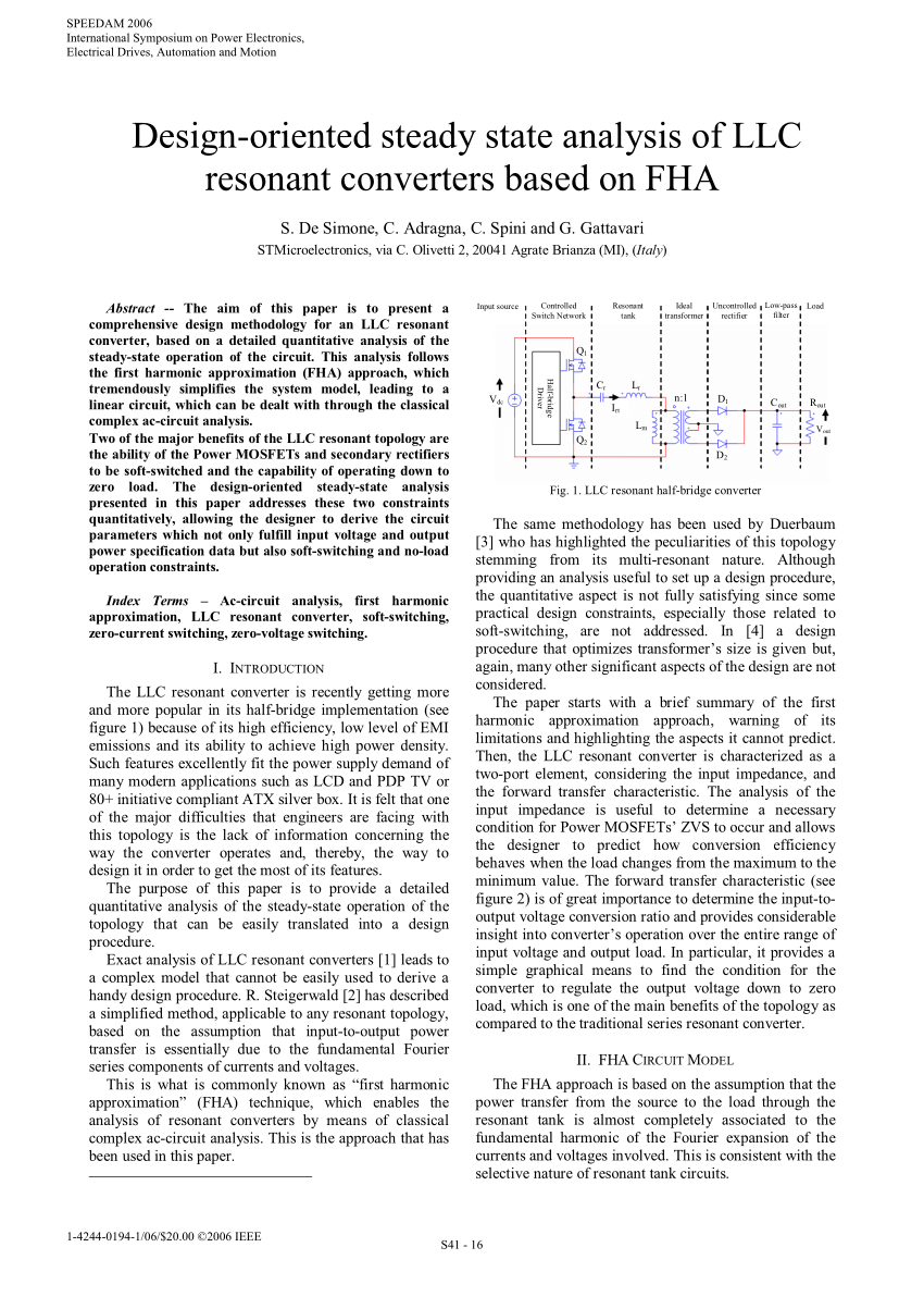 Pdf Design Oriented Steady State Analysis Of Llc Resonant Converters Based On Fha
