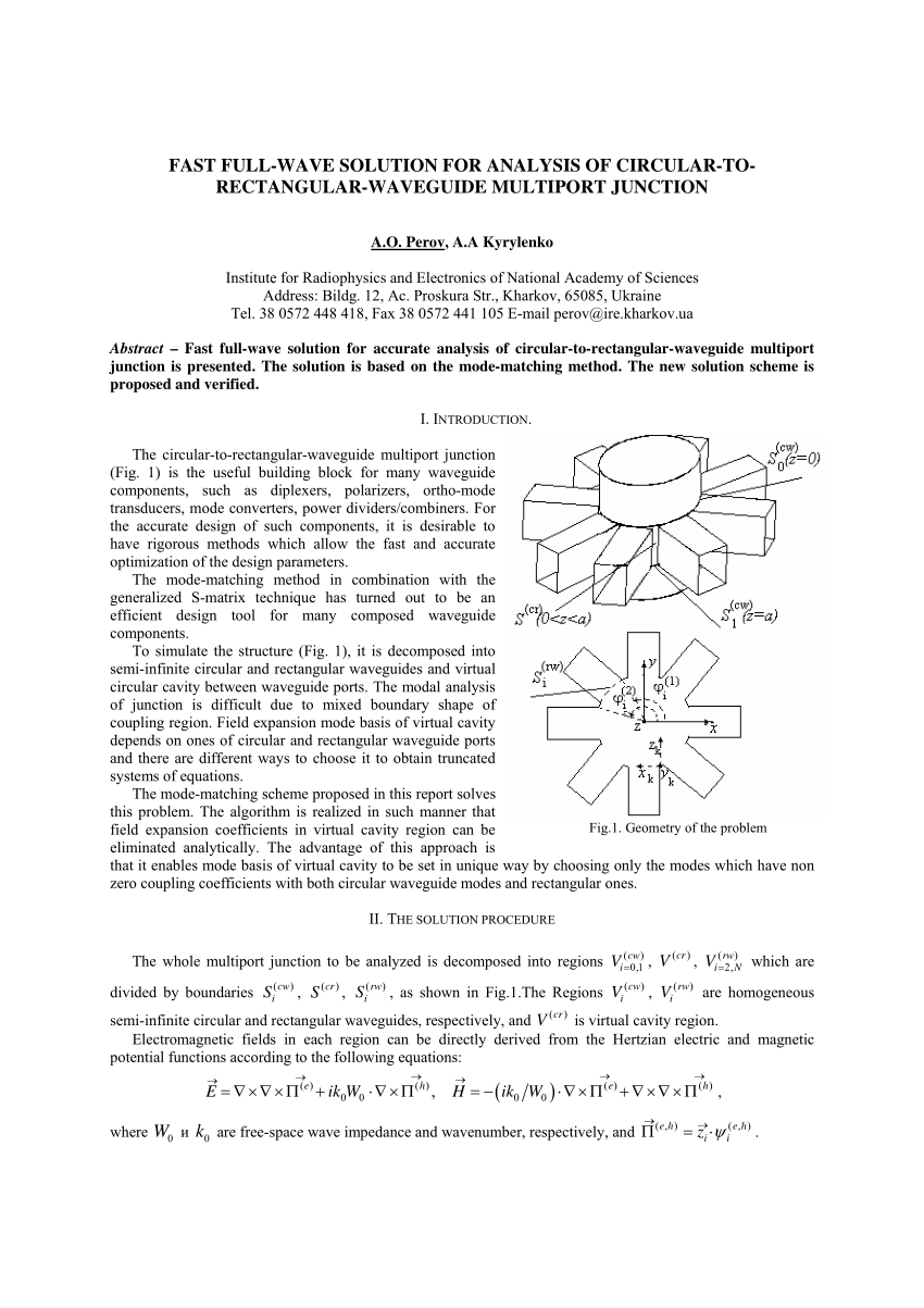 (PDF) Fast Full-Wave Solution for Analysis of Circular-to-Rectangular ...