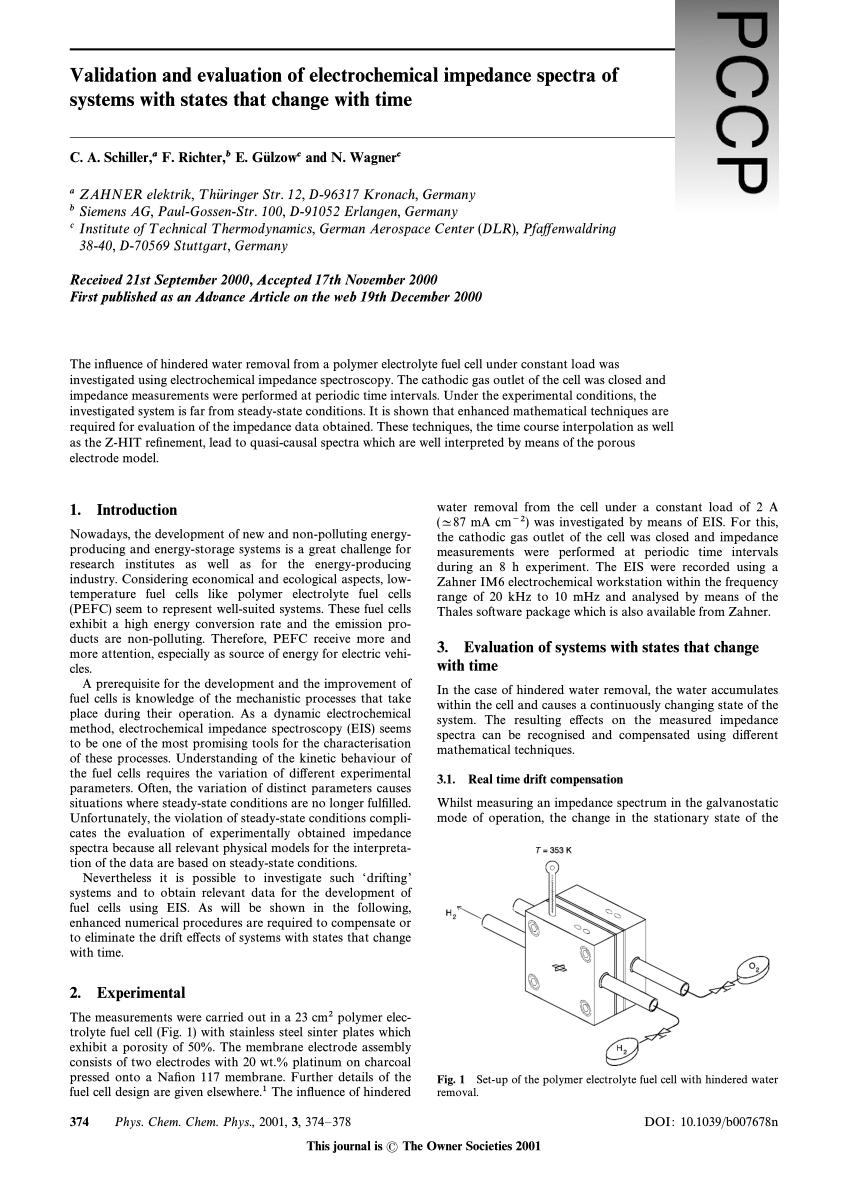 Pdf Validation And Evaluation Of Electrochemical Impedance Spectra Of Systems With States That Change With Time