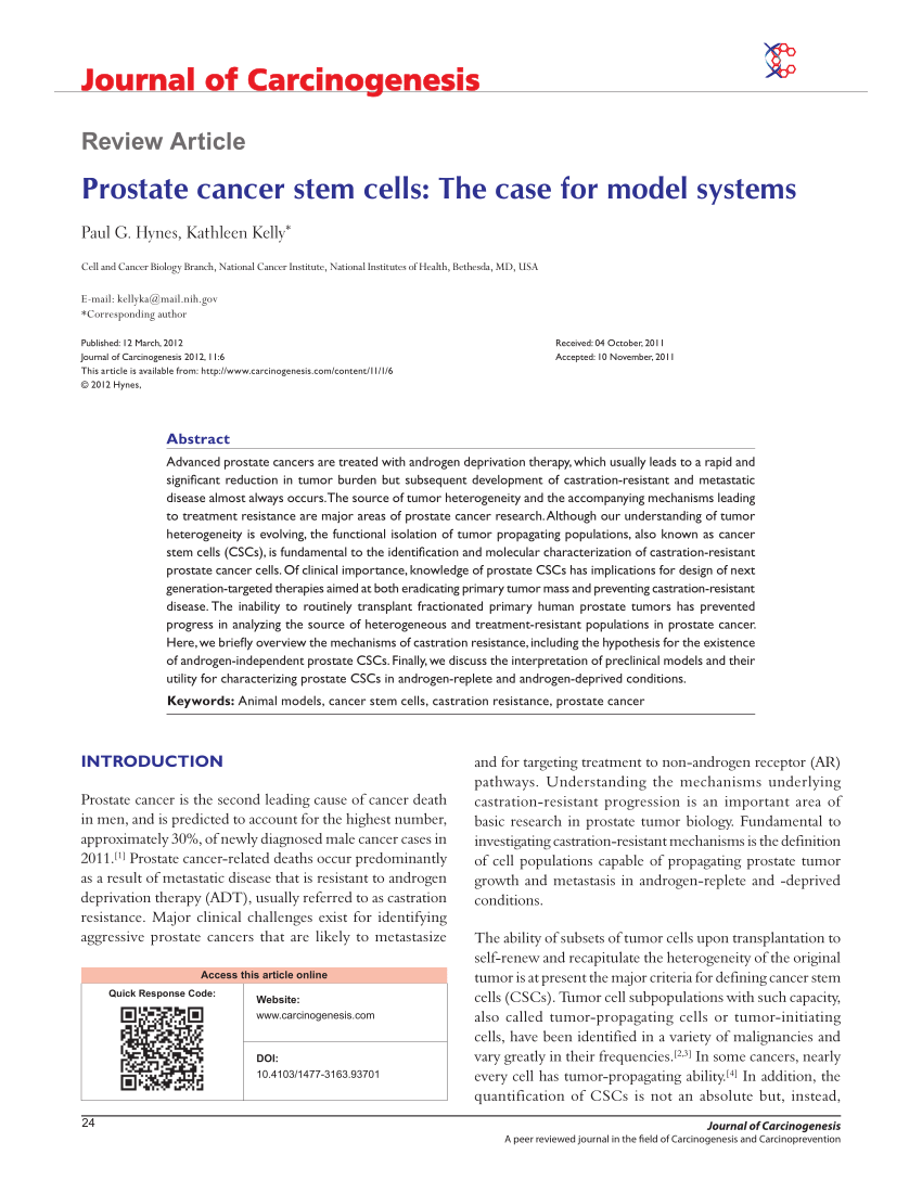 Pdf Prostate Cancer Stem Cells The Case For Model Systems 