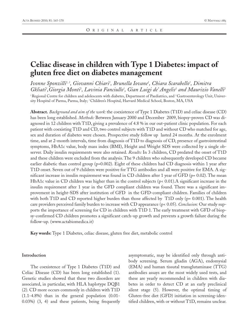 (PDF) Celiac disease in children with type 1 diabetes ...