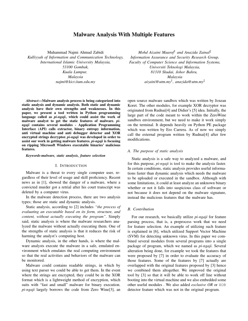 research paper on malware analysis