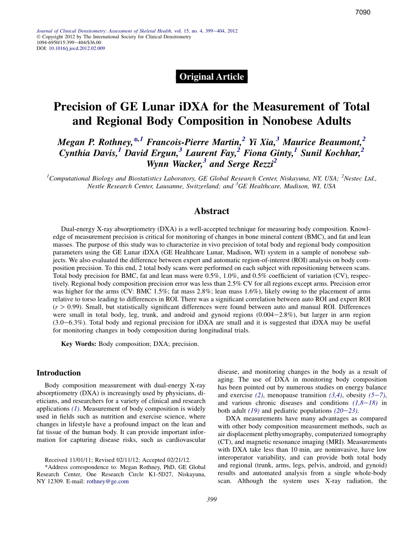 GE Healthcare body composition report sample