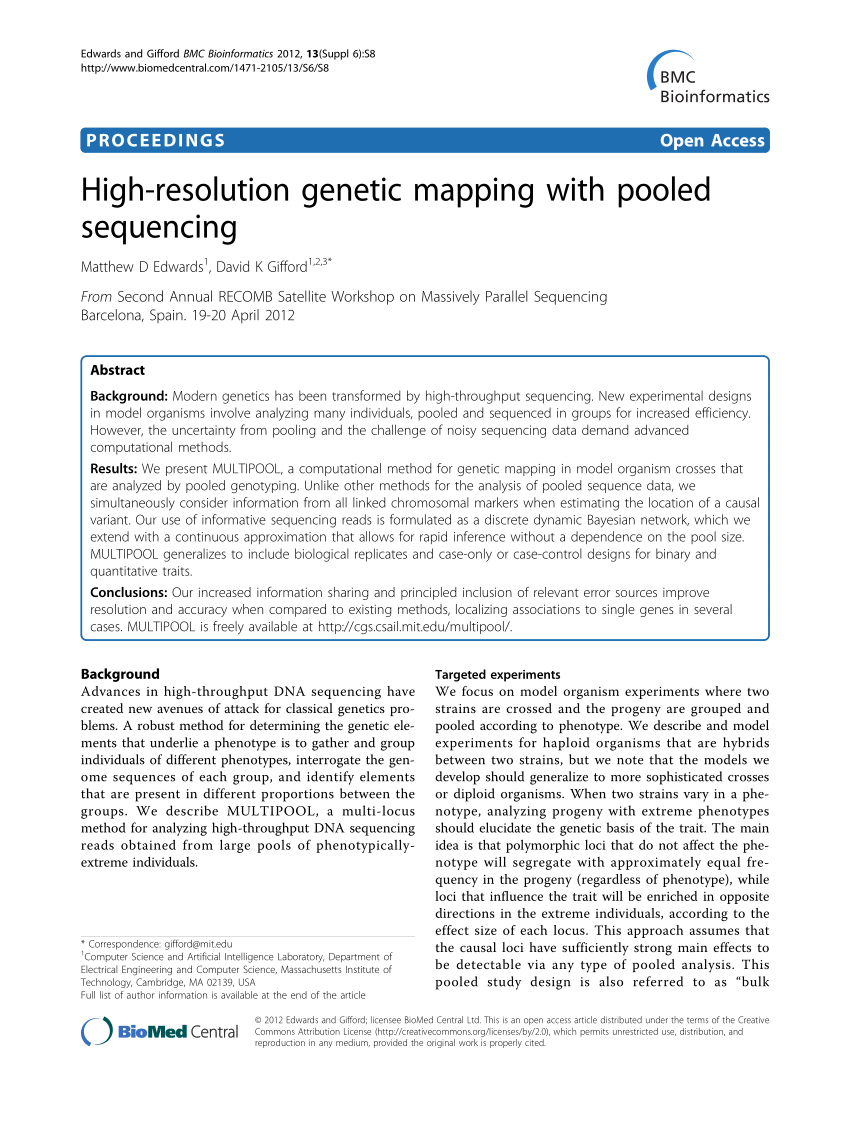 (PDF) High-resolution genetic mapping with pooled sequencing