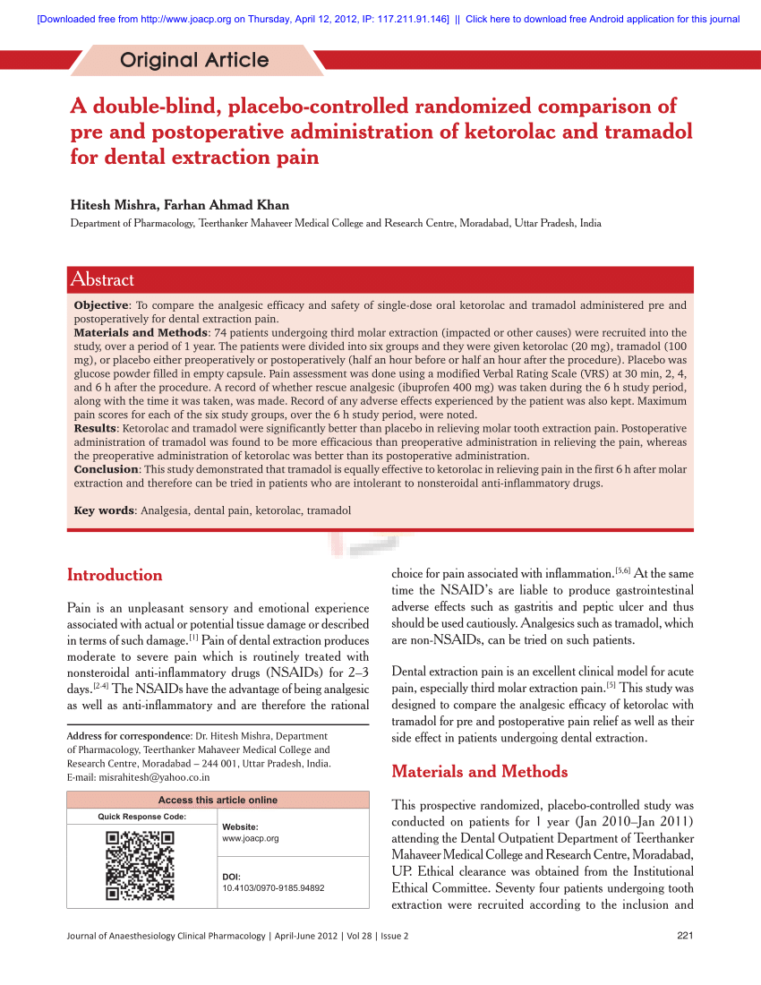 Ketorolaco Tramadol Tableta