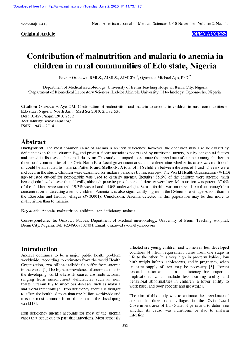 literature review on malnutrition in nigeria pdf