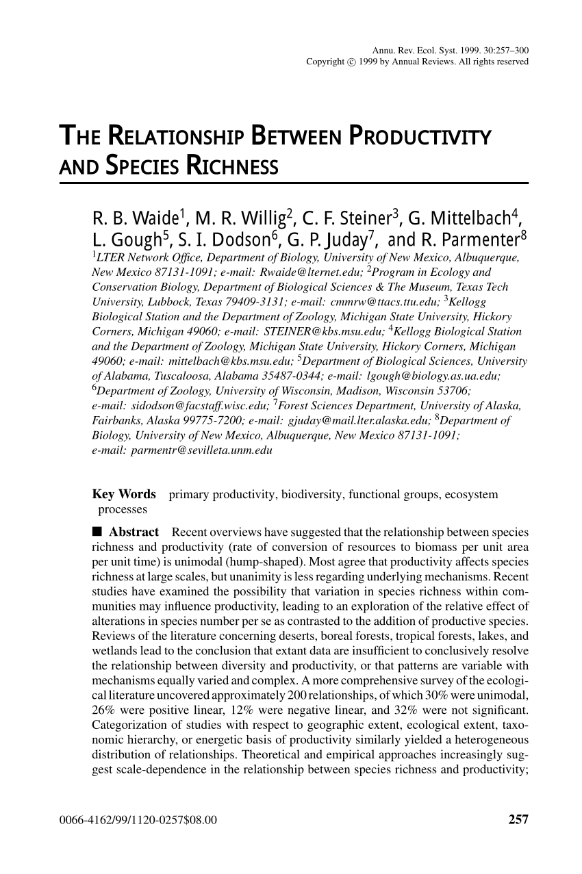 literature review on species richness