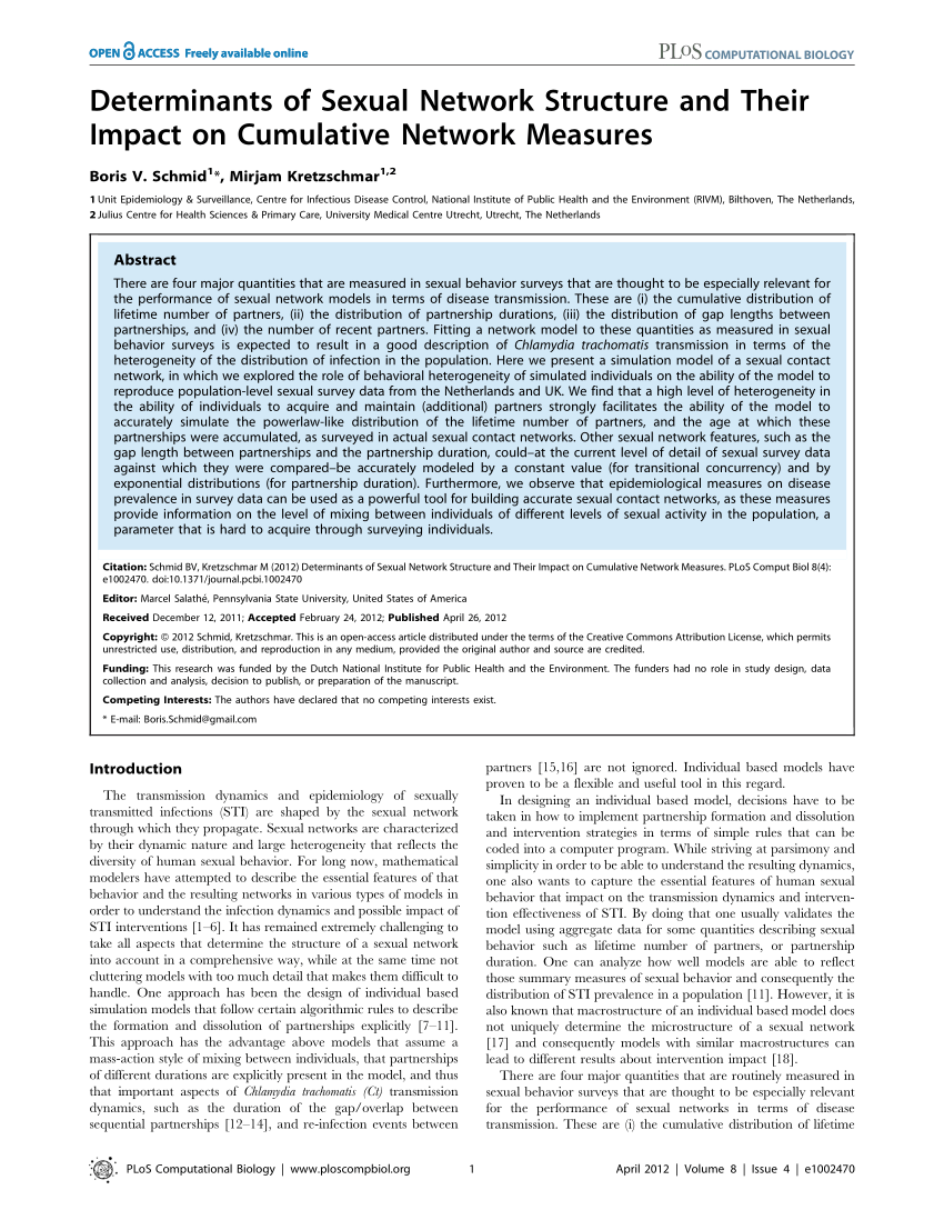 Pdf Determinants Of Sexual Network Structure And Their Impact On Cumulative Network Measures 4308