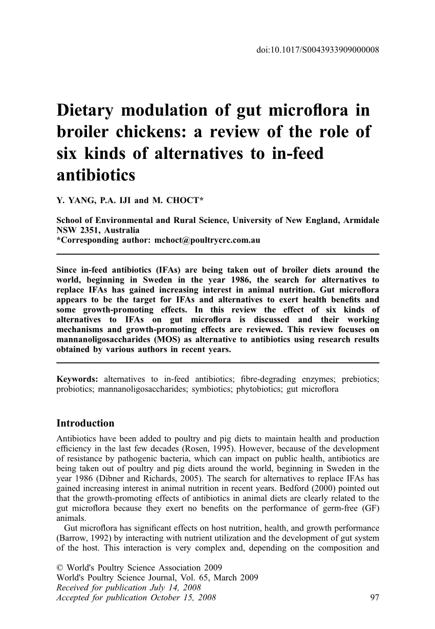 Dietary modulation of gut microflora in broiler chickens: a review