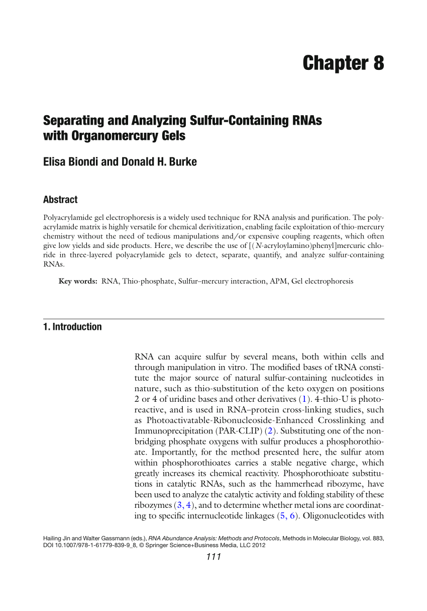 PDF Separating and Analyzing Sulfur Containing RNAs with