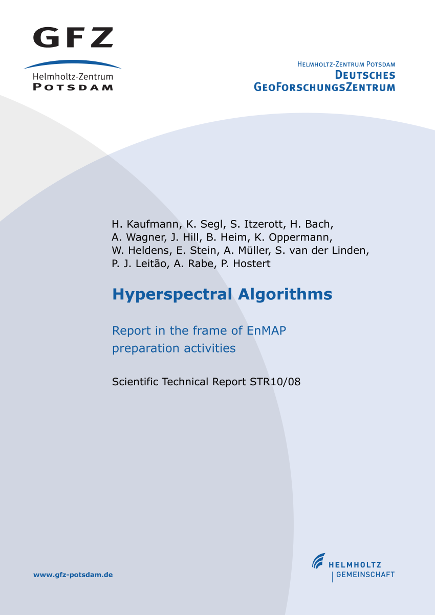 PDF) Hyperspectral Algorithms: Report in the frame of EnMAP ...