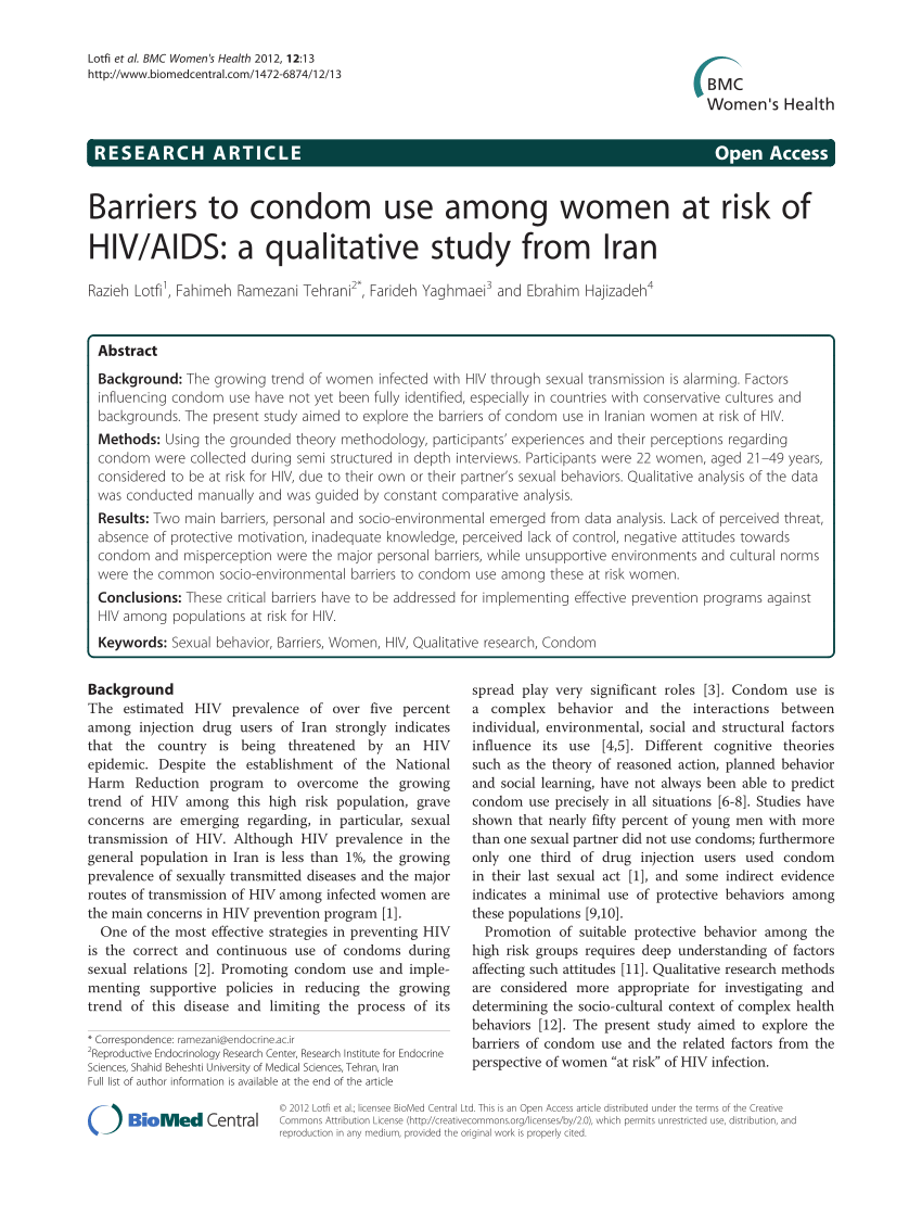 Pdf Barriers To Condom Use Among Women At Risk Of Hivaids A 