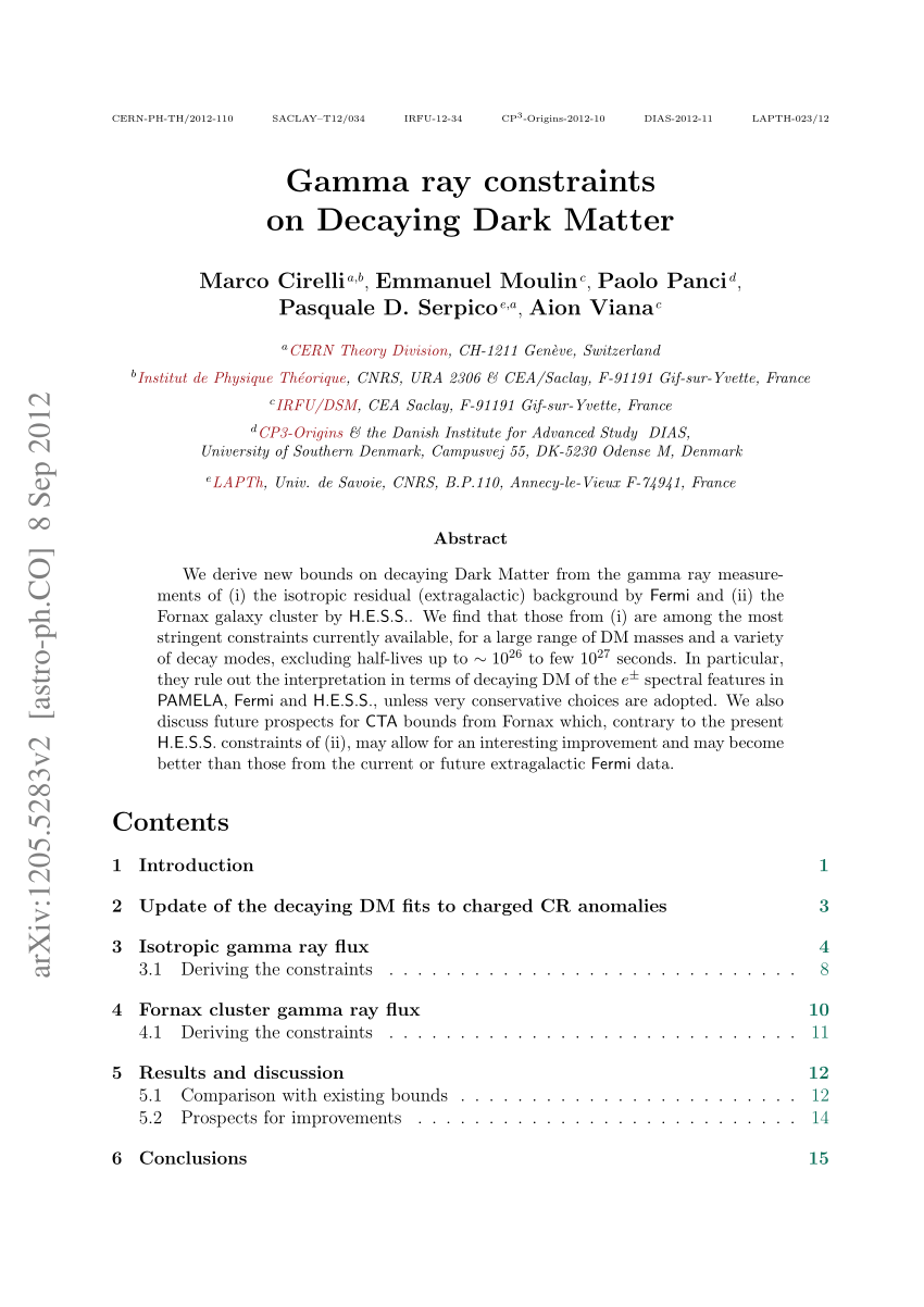 Pdf Gamma Ray Constraints On Decaying Dark Matter