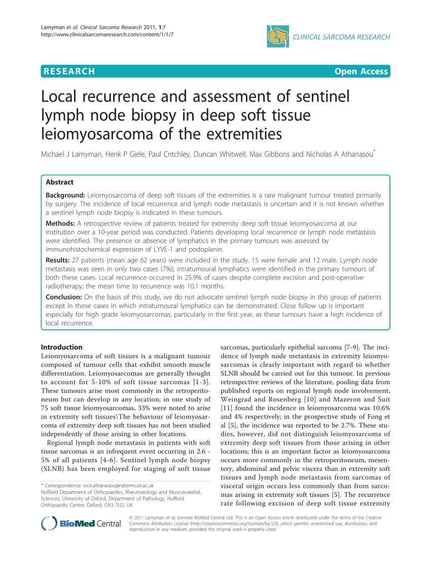Pdf Local Recurrence And Assessment Of Sentinel Lymph Node Biopsy In