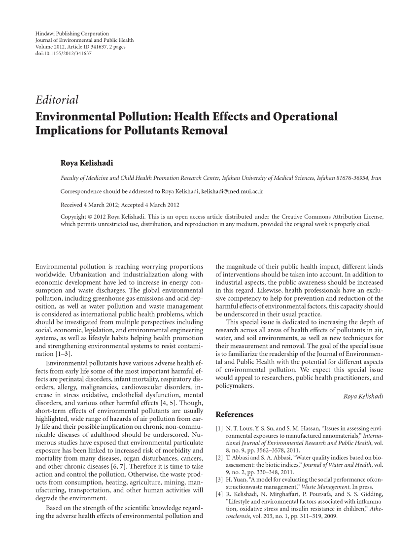 air pollution and its destructive impact on health research paper