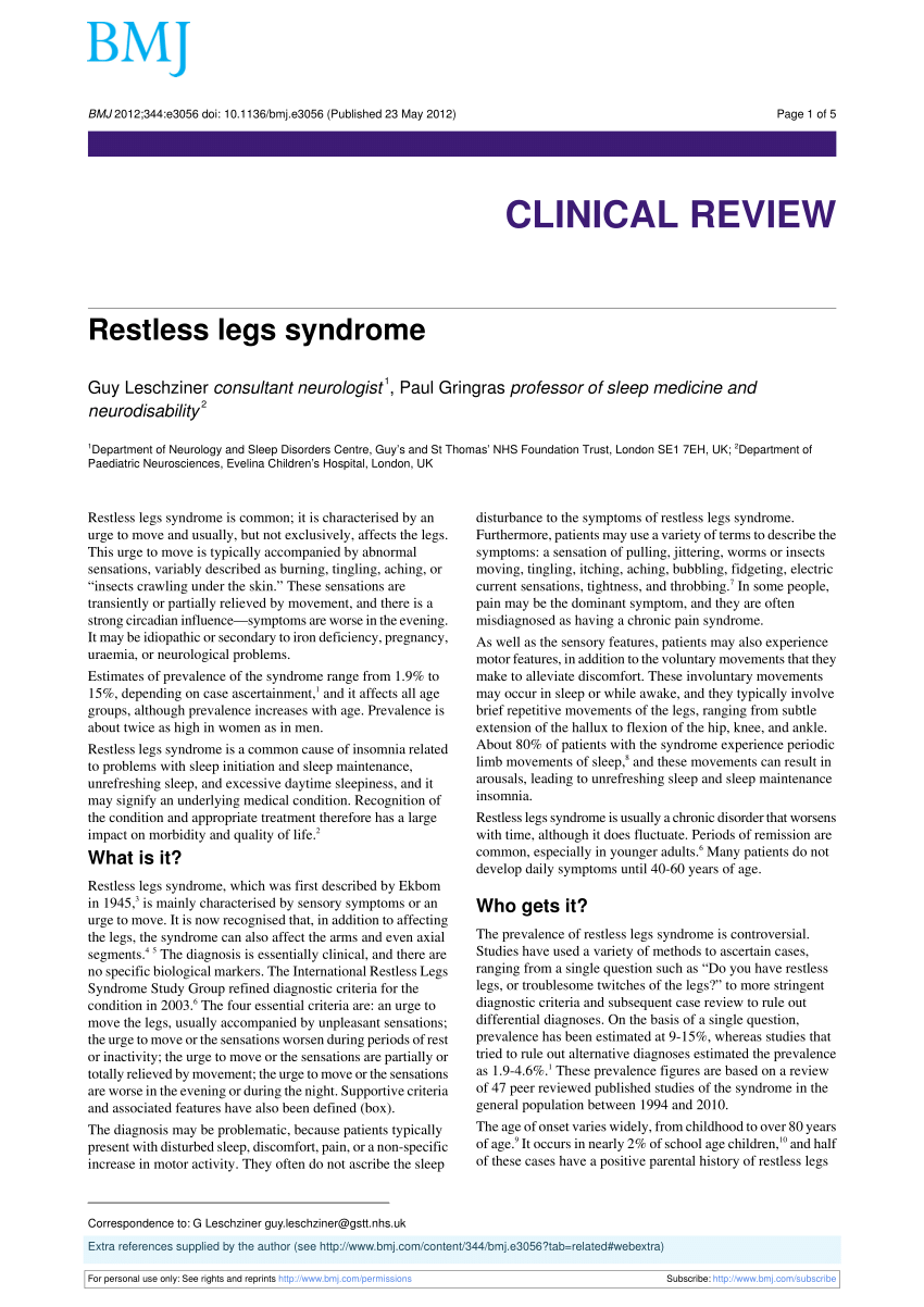 (PDF) Restless legs syndrome