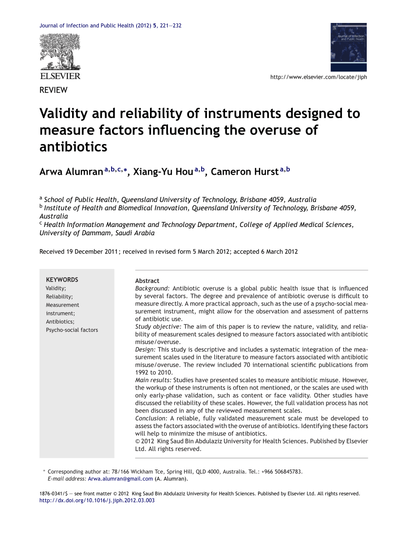 validity and reliability of measurement instruments used in research