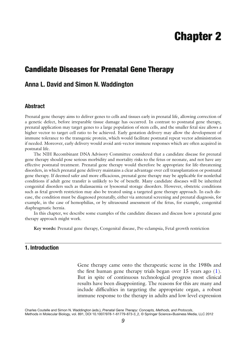 Op grote schaal helder hebben PDF) Candidate Diseases for Prenatal Gene Therapy