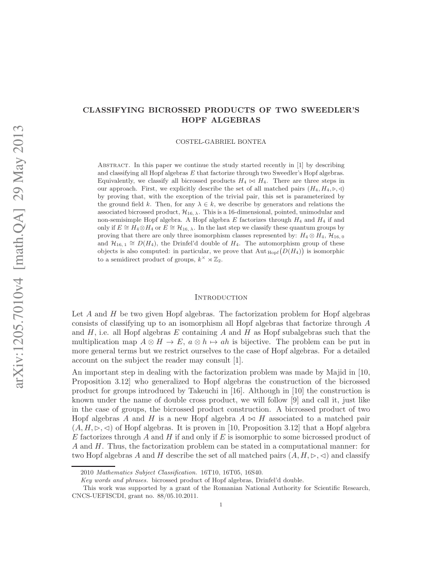 (PDF) Classifying bicrossed products of two Sweedler's Hopf algebras