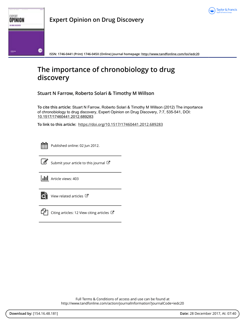 PDF) The importance of chronobiology to drug discovery