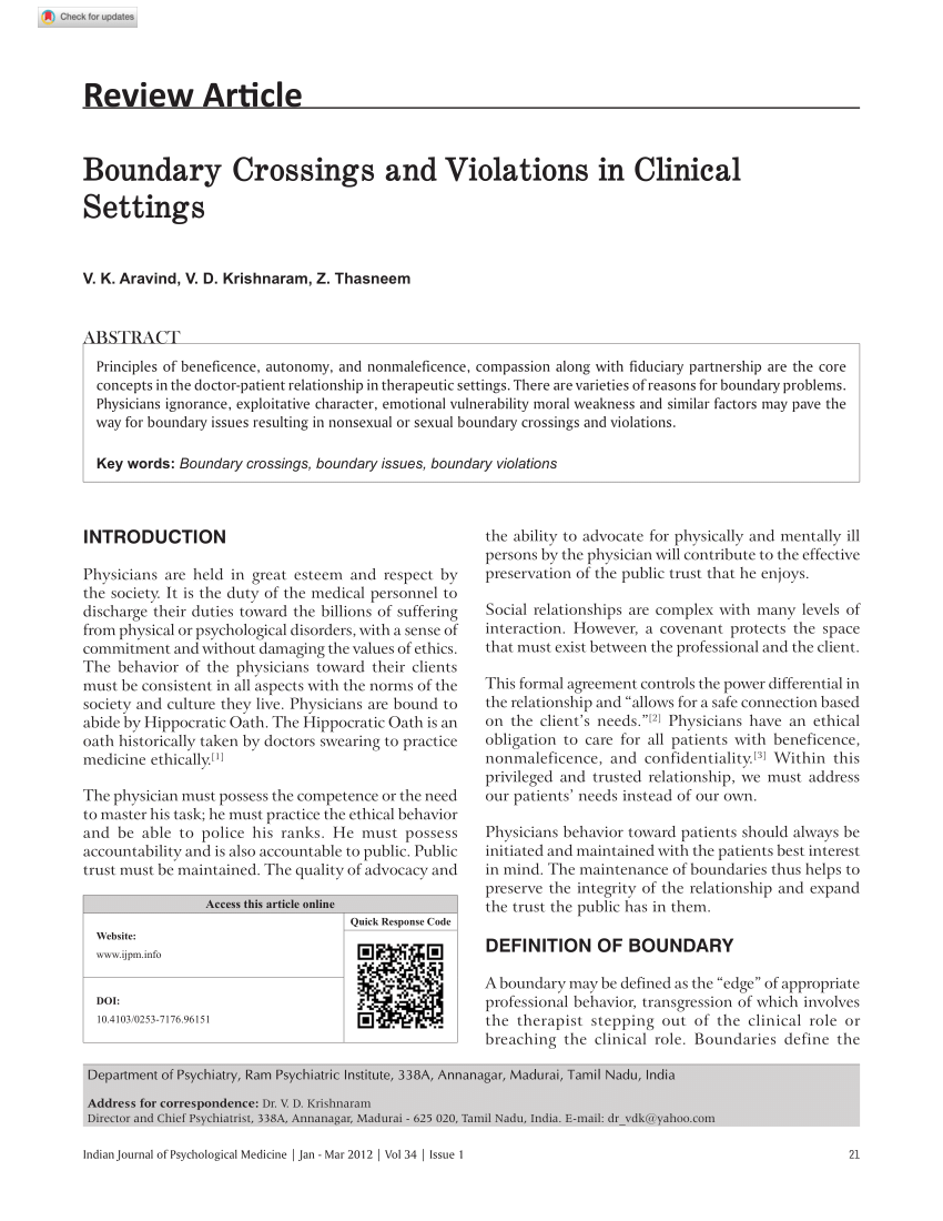 PDF Boundary Crossings and Violations in Clinical Settings