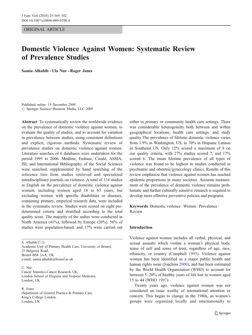domestic violence research articles