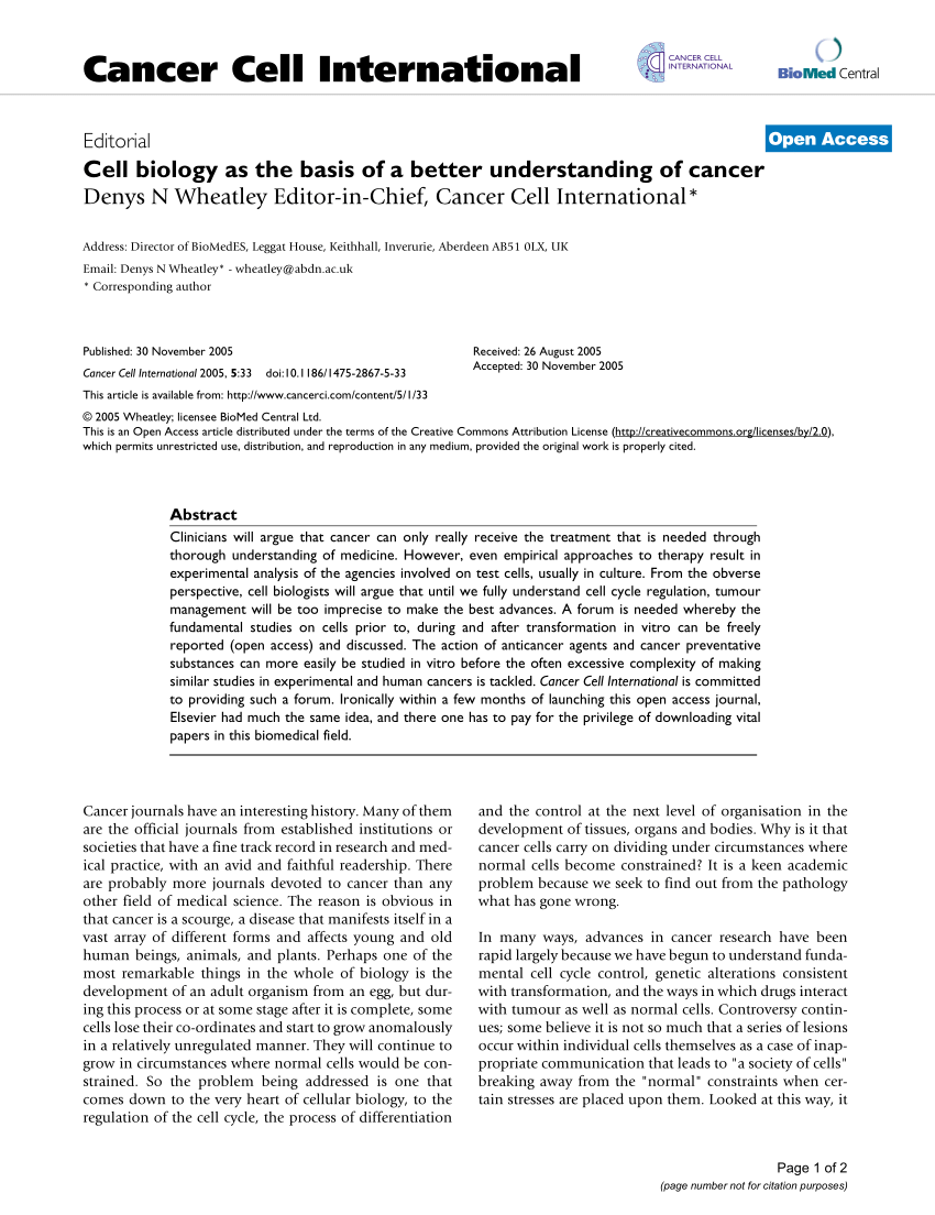 research article on cancer biology