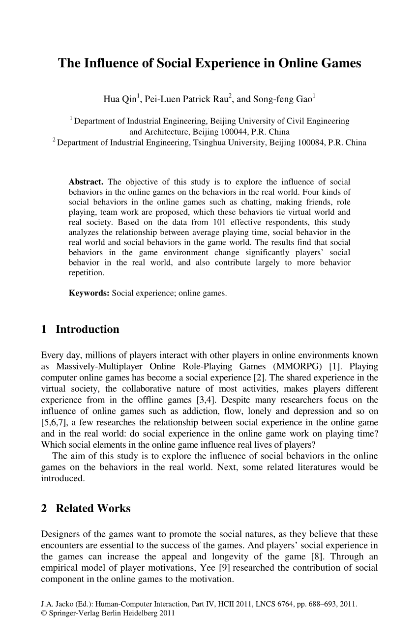 research paper about online games