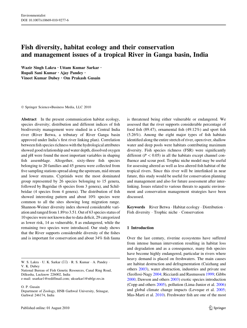research paper on fish diversity in india