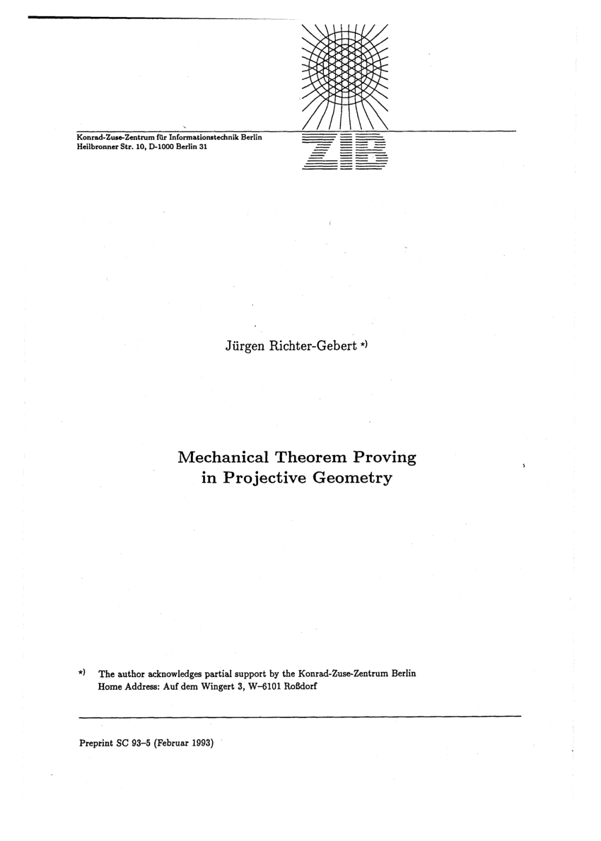 Pdf Mechanical Theorem Proving In Projective Geometry
