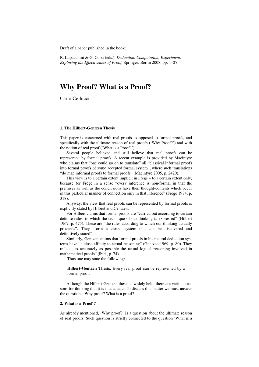 PDF) Why Proof? What is a Proof?