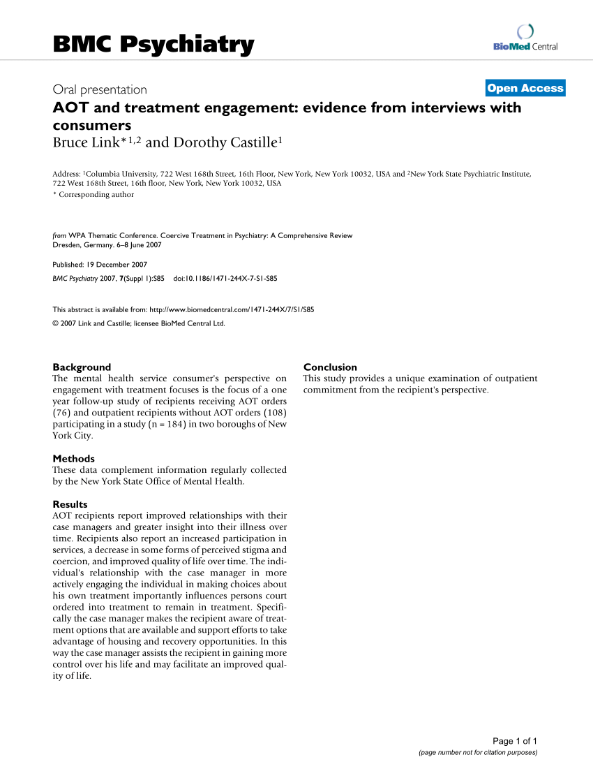 PDF) AOT and treatment engagement: evidence from interviews with ...